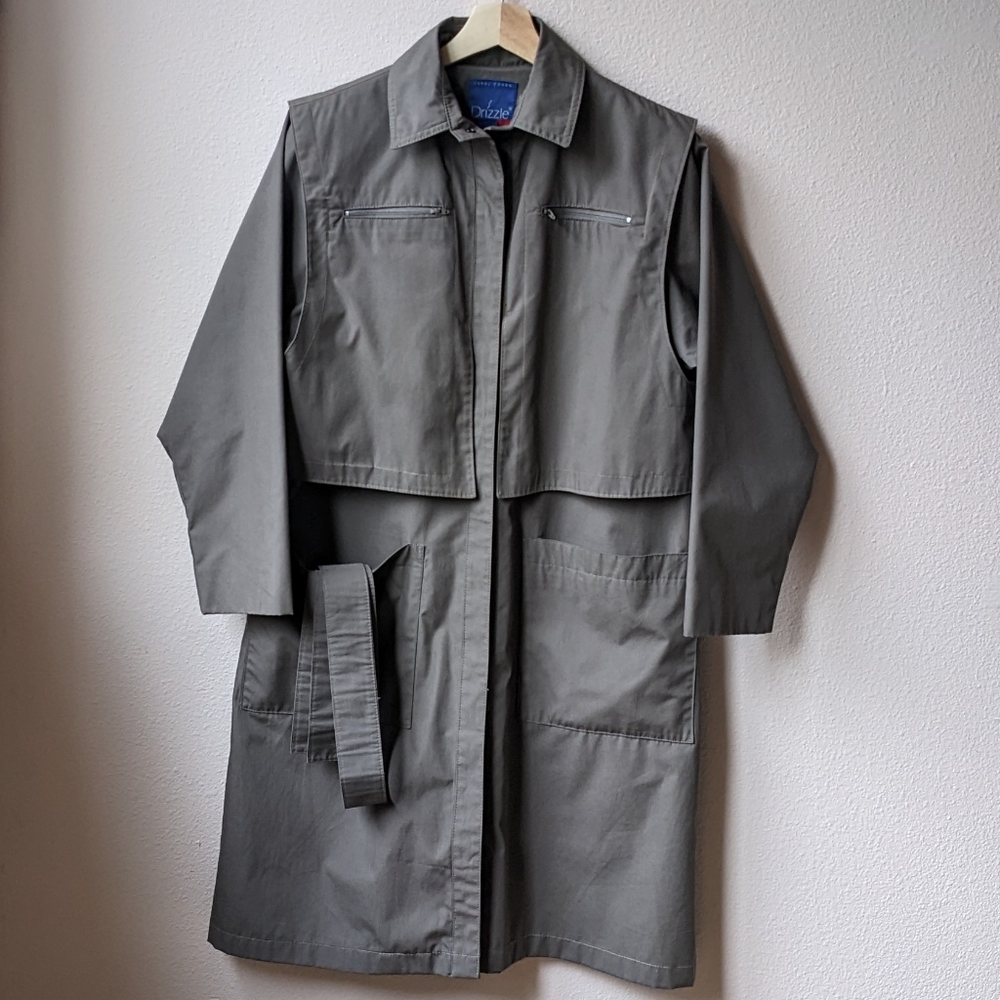 Carol Cohen Drizzle - Dark Taupe Duster-Style Raincoat - Women's Petite S